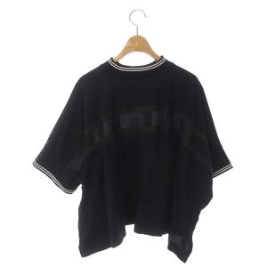 sacai 21SS Cotton Jersey Pullove プルオーバー カットソー 半袖 ワイド リブ切替 1 黒 白 ブラック
