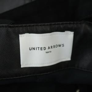 UNITED ARROWS UWFM ジャンパースカート ワンピース フェイクレザー 台形 ロング 36 黒 ブラック