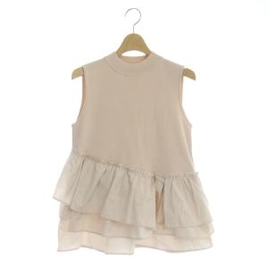 22SS ヘムフリルノースリ ニット カットソー 切替 36 ピンク