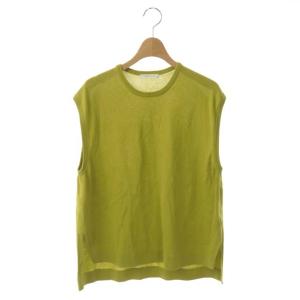 GALERIE VIE 20SS クレープコットン ノースリーブプルオーバーニット カットソー S 黄緑 ライトグリーン