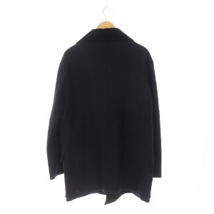 ARMANI COLLEZIONI コーデュロイ切替ウールダブルコート ショールカラー 54 ネイビー ブラック