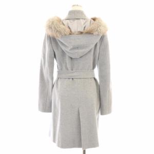 23区 フード付き コート ロング フォックスファー アンゴラ混 ウール混 40 グレー