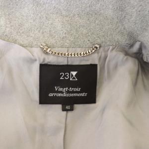 23区 フード付き コート ロング フォックスファー アンゴラ混 ウール混 40 グレー