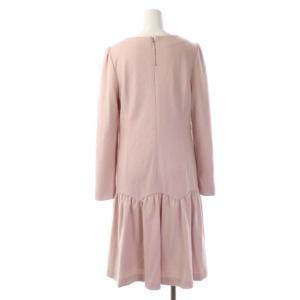 TO BE CHIC ウールVネックワンピース 膝丈 フレア 長袖 40 ピンク