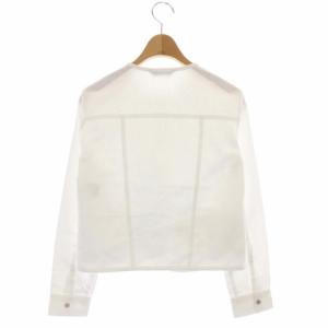 ANAYI コットン ノーカラー ジャケット 薄手 34 白 ホワイト