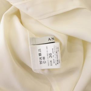 ANAYI 22SS トロミドライサテンステッチボウブラウス アシンメトリー パフスリーブ 半袖 36 オフホワイト