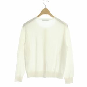 ANAYI コットン シルク クルーネック カーディガン ニット 長袖 36 ホワイト