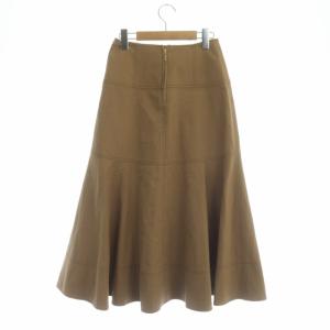 ANAYI 21SS フレアスカート コットンリネン混 ロング 34 茶 ブラウン