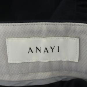 ANAYI 22SS グログランセミフレアワイドパンツ センタープレス ジッパーフライ ウール混 34 紺 ネイビー