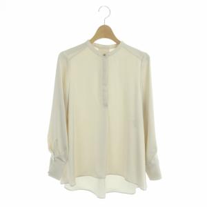 サテンワンタック ブラウス 長袖 36 ライトベージュ