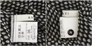 ANAYI 21SS ドットプリントタイツキブラウス シャツ 半袖 36 黒 白 ブラック ホワイト