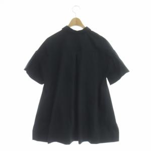 ANAYI 22SS タイプライターフレア袖ブラウス シャツ プルオーバー 半袖 36 黒 ブラック