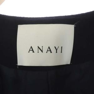 ANAYI 21AW メルトンクルーコート ノーカラー 36 ネイビー