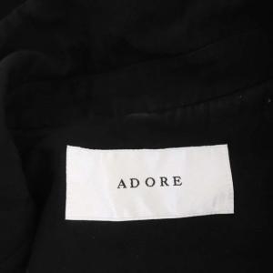 ADORE 20SS 麻混バンドスリーブコート ワンピース ロング フレンチスリーブ ベルト付き 38 黒 ブラック