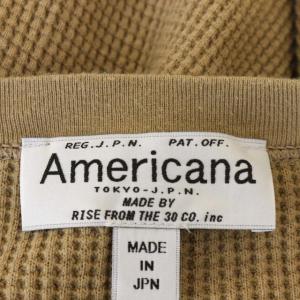 AMERICANA Tシャツ カットソー ワッフル ラウンドネック コットン 長袖 ベージュ