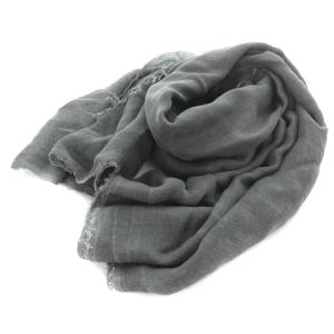 ストール シルク混 フリンジ グレー