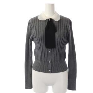 22AWデタッチャブルボウカラーニットカーディガン 長袖 38 グレー