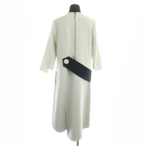 ADORE バックファスナー デザインワンピース アシンメトリー ロング 九分袖 36 ライトグレージュ ブラック