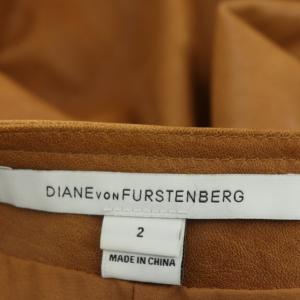 DIANE von FURSTENBERG フレアスカート ひざ丈 レザー 羊革 2 キャメル