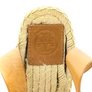 TORY BURCH サンダル エスパドリーユ ウェッジソール レザー 5.5 22.5cm ゴールド色 茶 ブラウン