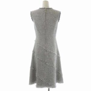 EPOCA ツイード ワンピース  ノースリーブ ミモレ丈 フリンジ 40 マルチカラー