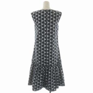 EPOCA 20SS 花柄 ワンピース ノースリーブ ミモレ丈 セミフレア 40 ブラック