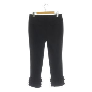 TO BE CHIC パンツ 裾フリル ティアード クロップド 40 黒 ブラック