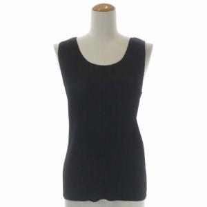 イッセイミヤケ ノースリーブカットソー Uネック プルオーバー 3 黒 ブラック