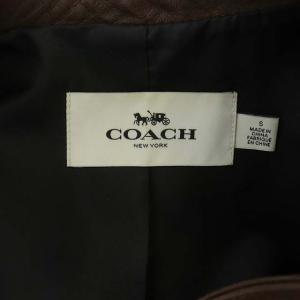 COACH F87432 ラムレザー シングルライダースジャケット ジップアップ S ブラウン