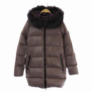 KAPPA ファー付きダウンジャケット ダウンコート アウター ミドル丈 フード ジップアップ 40 グレイッシュパープル