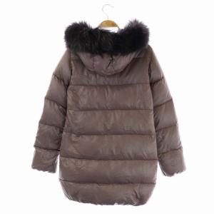 DUVETICA KAPPA ファー付きダウンジャケット ダウンコート アウター ミドル丈 フード ジップアップ 40 グレイッシュパープル