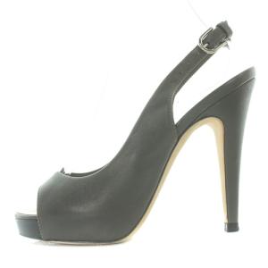 CHANEL パンプス ストラップ オープントゥ ココマーク レザー ハイヒール 35.5C 22.5cm カーキ 緑