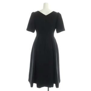 CELFORD トリプルクロスフレアワンピース ひざ丈 半袖 34 黒 ブラック