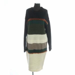 VARIOUS COLORKNIT ニットワンピース 長袖 ストレート 膝丈 マルチカラー