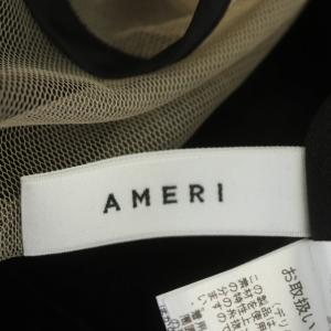 Ameri VINTAGE 19AW TULLE SLEEVE TIGHT DRESS チュール ベロア S ブラック