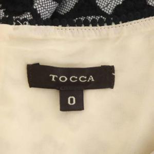 TOCCA MILLER ドレス ワンピース 膝丈 フレア フレンチスリーブ クルーネック タック 花柄 レース切替 0 白 ホワイト