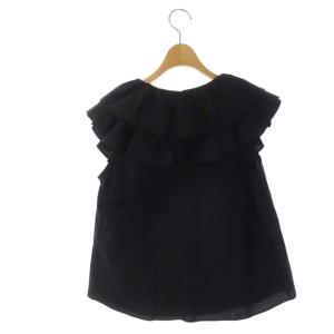 Grace Class タイプライターラッフルトップ フレンチスリーブ トップス ブラウス フリル 36 黒 ブラック