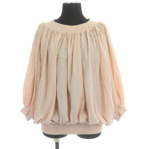 16G天竺ギャザープルオーバーニット カットソー 七分袖 ボリュームスリーブ 1 ピンク