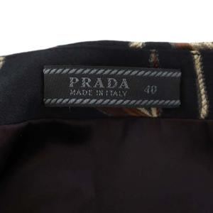 PRADA サイドスリットスカート ロング タイト 刺繍 総柄 シルク 40 ブラック ブラウン ベージュ