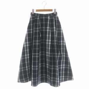 22AW ヘビータフタタックボリュームスカート ロング チェック 36 チャコールグレー ホワイト