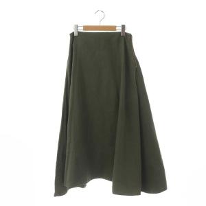 スカート ハイウエスト フレア 特殊染色加工 02 カーキ
