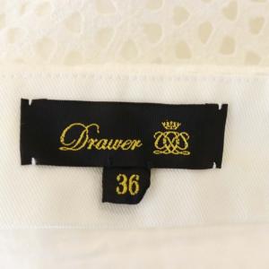 Drawer カットワークエンブロイダリースカート ロング フレア タック パンチングレース 36 白 ホワイト