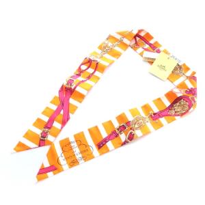 ツイリー スカーフ BRIDES de GALA 式典用馬勒 ボーダー シルク オレンジ