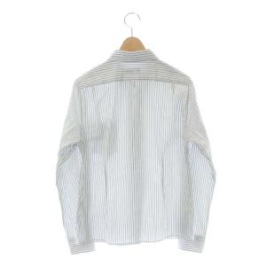 MARGARET HOWELL コットンストライプシャツ 長袖 比翼ボタン 2 白 グレー ホワイト