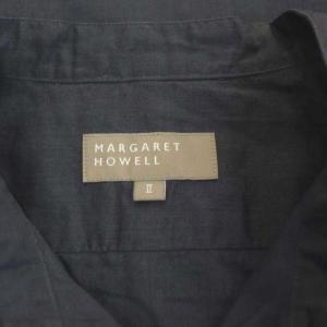 MARGARET HOWELL コットンプルオーバーバンドカラーシャツ ブラウス 長袖 2 グレー