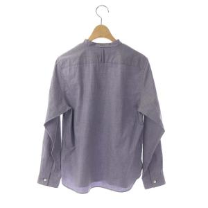 MARGARET HOWELL バンドカラーシャツ ブラウス 長袖 プルオーバー コットン カシミヤ紺 2 ライトネイビー