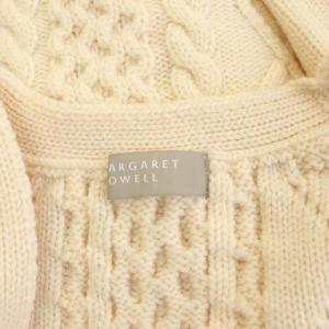 MARGARET HOWELL ウールケーブルVネックカーディガン ニット 2 アイボリー