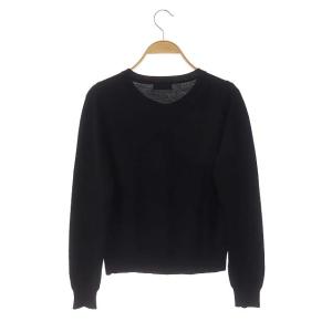 MARGARET HOWELL ニット ウール カーディガン 長袖 クルーネック 2 ブラック