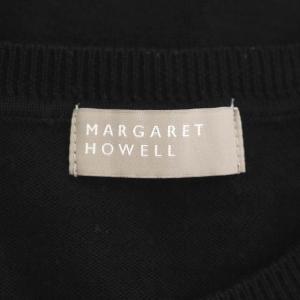 MARGARET HOWELL ニット ウール カーディガン 長袖 クルーネック 2 ブラック
