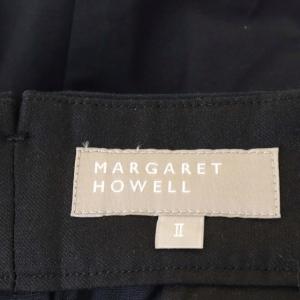 MARGARET HOWELL COTTON LINEN PLAIN WEAVE 台形スカート タック ロング リネン混 2 紺 ネイビー